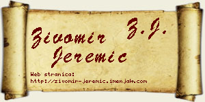 Živomir Jeremić vizit kartica